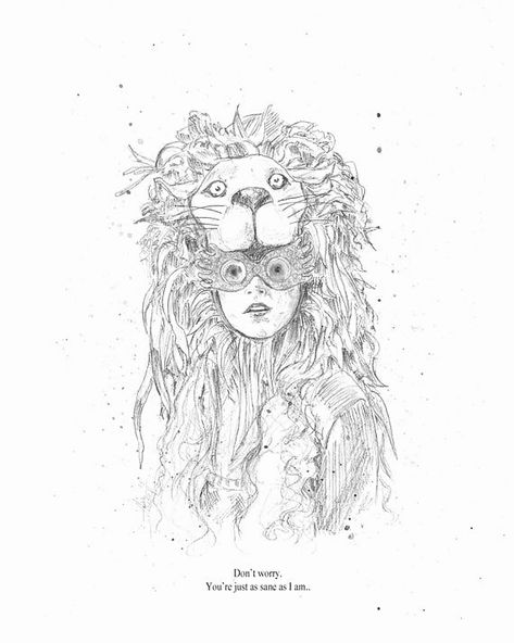 Luna Lovegood Tattoo, Luna Lovegood Drawing, Luna Lovegood Lion Hat, Luna Lovegood Art, Imprimibles Harry Potter, Pencil And Watercolor, Harry Potter Art Drawings, Harry Potter Luna Lovegood, Harry Potter Tattoos