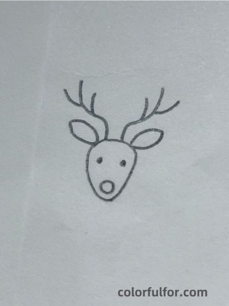 Simple Doodles Christmas, Reindeer Simple Drawing, Reindeer Easy Drawing, Simple Christmas Images, Holiday Drawings Easy, Easy To Draw Christmas, Easy Winter Drawings, Christmas Drawings Simple, Christmas Art Simple