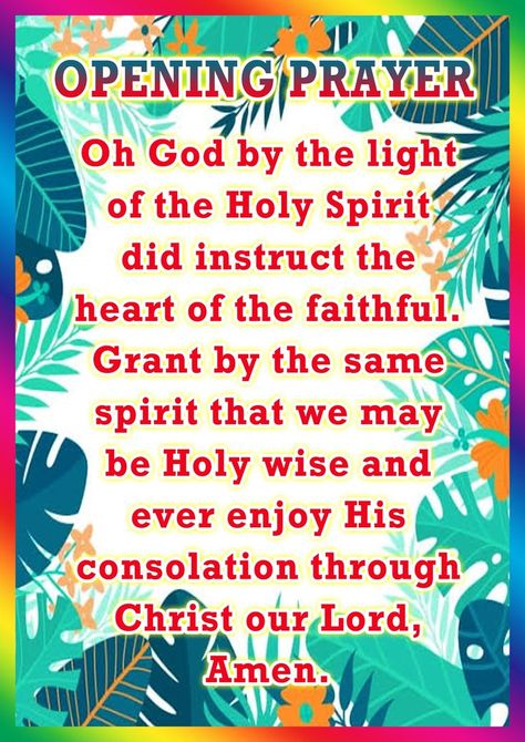 Opening Prayer Closing Prayer For School, Prayer For Classroom, Opening Prayer For School, Tropical Borders, Prayer For School, Classroom Structure, Prayer For Students, Manners For Kids, Closing Prayer