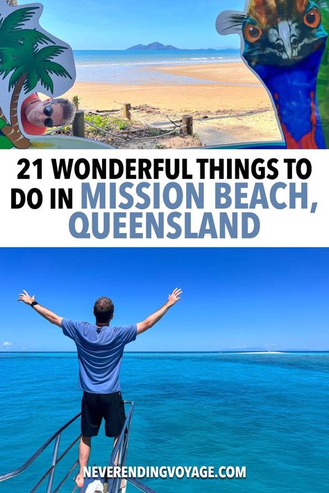 Discover our guide to the best things to do in Mission Beach, Queensland from tranquil sandy beaches, rainforest hikes, tandem skydiving and so much more. #australia #queensland #northqueensland #missionbeach Skydive Australia, Australia Queensland, Mission Beach, Oceania Travel, North Queensland, Beach Australia, Skydiving, South Pacific, Sandy Beaches