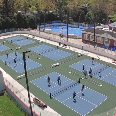 Check out this amazing bank of 6 pickleball courts located at the Watts Center in Glencoe, the team built for the Glencoe Park District!  These courts are now open for use!  Contact us today at 630-350-8652 to build your dream court! #pickleball #glencoe #sportcourt #sportcourtmidwest Sport Facility, Austin Interior Design, Pickleball Courts, Indoor Tennis, Glen Coe, Pickleball Court, Sport Court, Pickle Ball, Now Open