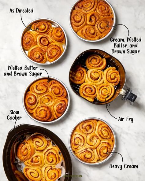 We Tried 6 Ways to Hack Pillsbury Cinnamon Rolls Pilsbury Cinnamon Rolls, Pillsbury Cinnamon Roll Recipes, Canned Cinnamon Rolls, Pillsbury Cinnamon Rolls, Culinary Kitchen, Waffle Cookies, Sweet Treats Desserts, Baked Rolls, Crescent Roll