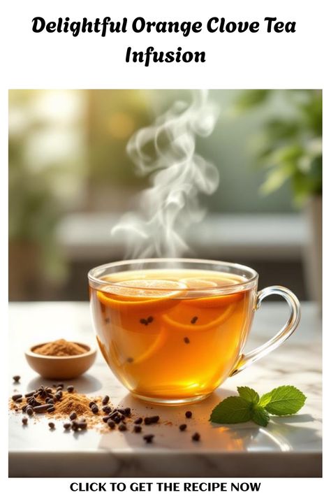 Delightful orange clove tea infusion that fills the air with the essence of Christmas spices. Clove Tea Recipes, Infused Recipes, Clove Tea, Spiced Cocktail, Tea Infusion, Lemongrass Tea, Orange Tea, Orange Clove, Chef Inspiration