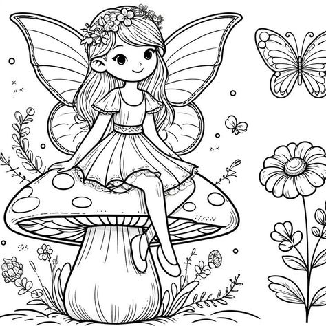 Fairy Tale Drawings, Fairy Tales Illustration, Fairy Tale Coloring Pages, Cartoon Fairies, Fairies Coloring Pages, Castle Coloring Page, Magical Landscape, Fairy Coloring Book, Construction Paper Crafts