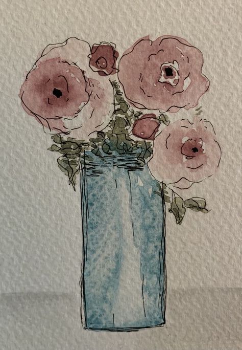 Watercolor Art With Pen, Watercolour Pens Art, Watercolor Ideas For Beginners, Watercolor Art Landscape, Greeting Card Handmade, Watercolor Paintings For Beginners, Watercolor Paintings Easy, Watercolor Flower Art, Watercolor Painting Techniques