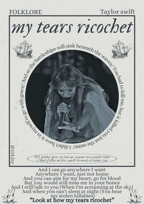 My tears ricochet- Taylor swift- the eras tour- poster My Tears Ricochet Bracelet, My Tears Ricochet Poster, Phone Update, My Tears Ricochet, Circle Poster, Yelena Belova, Tour Poster, Estilo Taylor Swift, Taylor Swift Posters