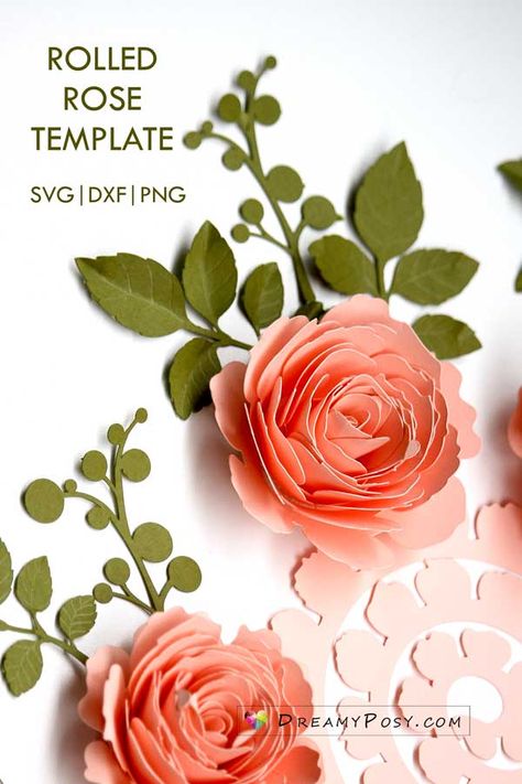 Rolled paper flowers, tips, tricks, and 40+ free templates SVG|DXF. Paper Flower Rose Template, Rolled Rose Svg Free, Paper Leaves Template Free Printable, Paper Flower Svg Free Cricut, Paper Flowers Svg Free, Paper Flowers Template Free Printable, Free Paper Flower Templates Printables, Rolled Flower Svg Free, Cricut Flowers Templates