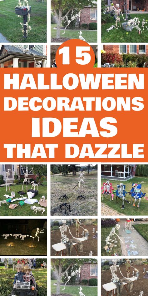 Looking to add some spooktacular flair to your home this Halloween season? Get inspired with these creative Halloween decorations ideas for both indoors and outdoors. From spooky DIY Halloween decorations to stylish Halloween home decor, there's something here for every ghost and ghoul. Transform your space into a festive fright zone with these easy and affordable DIY projects. Whether you're into classic orange pumpkins or prefer a more modern black and white aesthetic, there are plenty of opti Diy Cool Halloween Decorations, Halloween Outdoor Decorations Theme, Scary Halloween Tunnel Ideas, Halloween Exterior Decor Diy, Diy Light Up Halloween Decor, Best Diy Halloween Decorations, Cool Diy Halloween Decorations, Outside Halloween Decorations Ideas, Diy Outside Halloween Decorations Easy