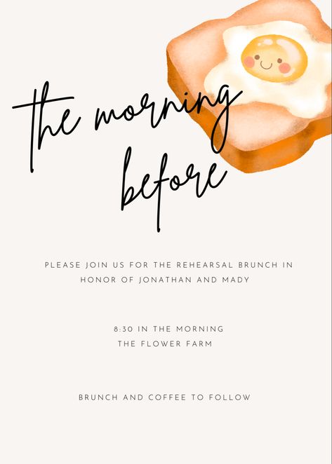 simple and cute, digital wedding rehearsal dinner or brunch invitation for bridal party and family Brunch Save The Date, Brunch Rehearsal Dinner, Breakfast Rehearsal Dinner, Wedding Rehearsal Brunch, Rehearsal Brunch Ideas, Family Dinner Invitation, Rehearsal Brunch, Brunch Parties, Kids Brunch