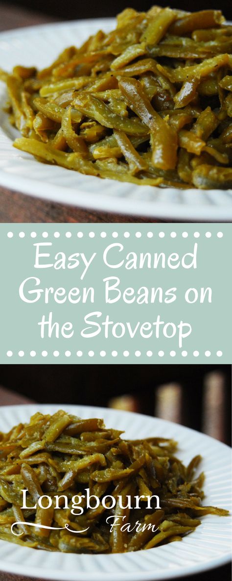 This easy canned green bean recipe is a delicious way to use those green beans in your pantry! Making green beans from a can can be delicious!! Try it today Green Beans From A Can, French Green Bean Recipes, Canned Green Bean Recipes, String Bean Recipes, Canned Green Beans, Green Bean Recipe, Green Beans Side, Green Beans Side Dish, Easy Green Beans