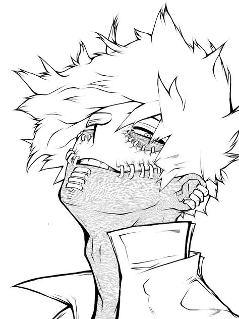 My Hero Academia Lineart, Deku Outline, Dabi Lineart, Deku Lineart, Dabi Black And White, Deku Drawing Sketch, Black And White Drawings Simple, My Hero Academia Sketches, Mha Coloring Pages