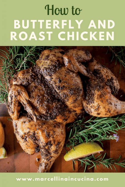 Butterfly Chicken Recipes, Slow Roast Chicken, Chicken With Herbs, Butterfly Chicken, Butterflied Chicken, Chicken Lunch Recipes, Roast Chicken Recipe, Great Chicken Recipes, Slow Cooked Chicken