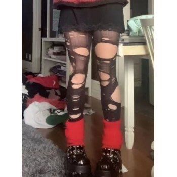 Ripped Tights Outfit, Torn Tights, Ripped Stockings, Stockings Aesthetic, Ripped Tights, Mesh Tights, Goth Things, Roxanne Wolf, Stockings Outfit