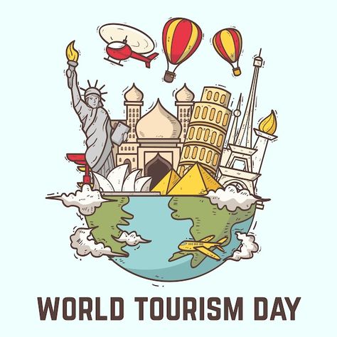 Tourism Drawing Ideas, Tourism Poster Drawing, Poster On Tourism, World Tourism Day Poster, Tourism Day Poster, Tourism Drawing, Tourism Student, Tourism Illustration, Tourism Design