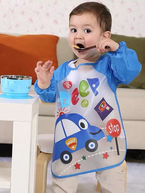 1pc Cartoon Waterproof Reversible Apron Blue    PE  Fabric Bibs（Waterproof layer）   Baby Supplies, size features are:Bust: ,Length: ,Sleeve Length: Cute Machine Washable Bibs For Playtime, Cute Cheap Bib For Playtime, Plastic Bibs, Blue Cotton Machine Washable Bib, Waterproof Bibs, Baby Supplies, Baby Feeding, Bibs, Burp Cloths