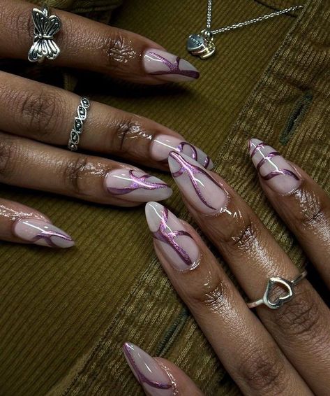 Purple Chrome Nails, Almond Nails Pink, Wife Nails, Purple Ombre Nails, Nails Collection, Pink Chrome Nails, Chrome Nail Art, Chrome Nails Designs, Ombre Nails Glitter