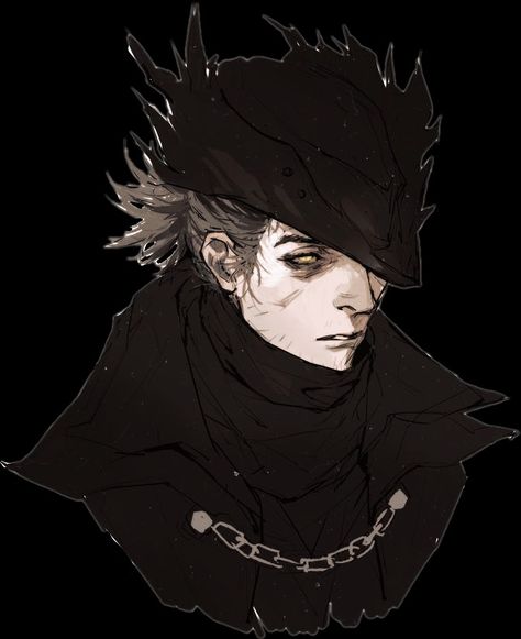 Man With Eyepatch Character Art, Bloodborne Oc Art, Hunter Bloodborne Art, Bloodborne Art Hunters, Dnd Hunter, Dnd Bloodborne, Bloodborne Pfp, Bloodborne Oc, Hunter Bloodborne