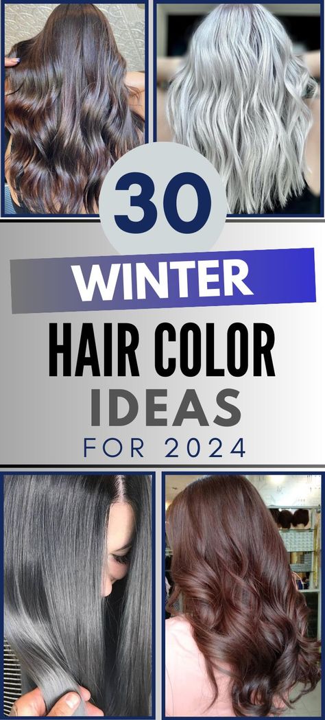 30 Fun Winter Hair Color Ideas & Trends for 2024 Hair Colors For Clear Winter, Fall Silver Hair Color, Brown Hair Colors For Winter, Winter Color Palette Hair Colors, Bright Winter Hair Color Palette, Winter Season Hair Color, Bright Winter Hair Color Ideas, Hair Colors For Winter 2024, Hair Color For Winter Palette