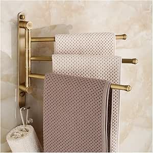 Amazon.com: Antique Brass Swivel Towel Rack - Gold Swing Out Towel Bar - Space Saving Swinging Towel Bar for Bathroom - Brushed Nicke Heavy Duty Wall Mounted Towel Holder gold-3bar : Tools & Home Improvement Swivel Towel Rack, Bar Space, Wall Mounted Towel Holder, Towel Holder, Brushed Brass, Towel Bar, Towel Rack, Space Saving, Antique Brass