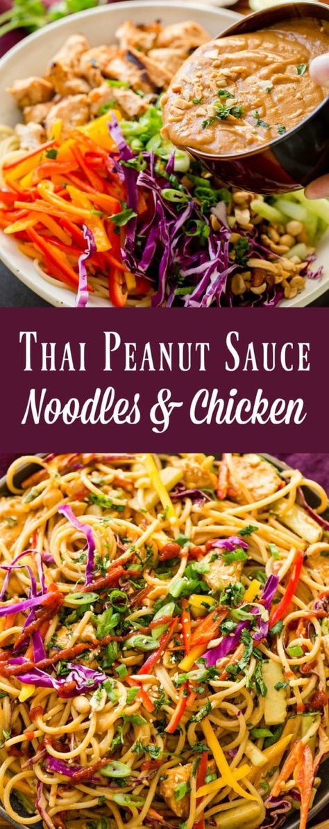 Thai Peanut Sauce Noodles, Noodles And Chicken, Tasteful Recipes, Thai Peanut Noodles, Spicy Thai Noodles, Peanut Sauce Noodles, Cooking Noodles, Easy Peanut Sauce, Noodle Bowls Recipes