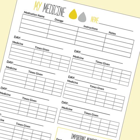 The Daily Medicine Chart Every Mom Should Have | Free Printable | Sunny Day Family Medication Chart Printable, Medicine List, Medication Schedule, Medical Printables, Jean Organization, Family Emergency Binder, Medication Log, Medical Binder, Emergency Binder