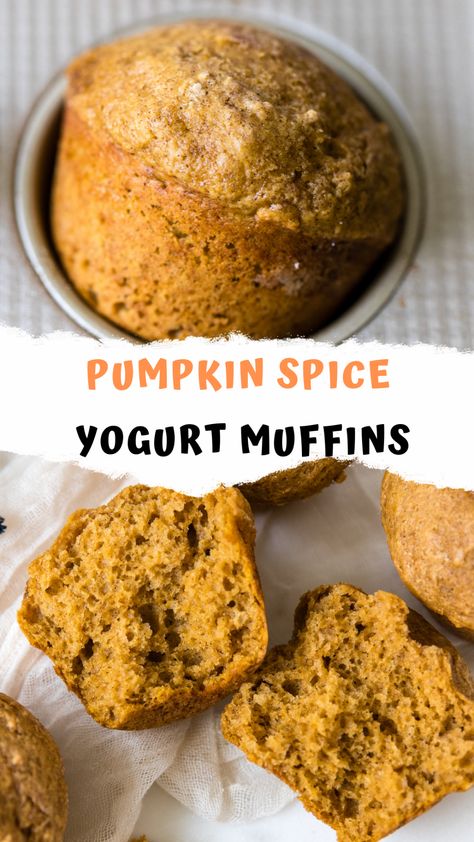 Easy Pumpkin Muffin, Yogurt Muffin, Baking With Yogurt, Baking Pumpkin, Pumpkin Yogurt, Pumpkin Muffins Easy, Yogurt Muffins, Pumpkin Muffin Recipes, Spice Muffins