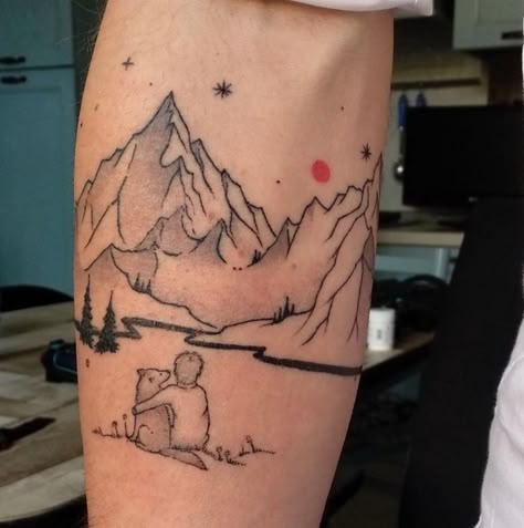 Berg Tattoo, Camping Tattoo, Sky Tattoos, Tattoos For Dog Lovers, Dog Memorial Tattoos, Dog Paw Tattoo, Hiking Tattoo, Paw Tattoo, Silhouette Tattoos