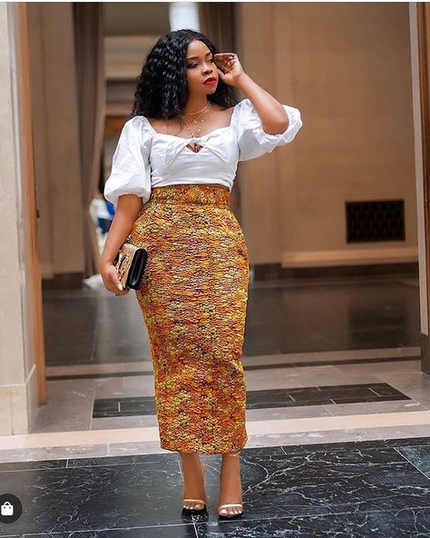 Flair By Ashi on Instagram: “Weekend, where are you? @stylewithlolaa in ✨LAUREN✨ Midi skirt. . Shop www.FlairbyAshi.com #flairlady #flairbyashi” Ankara Skirt Styles High Waist, Ankara Pencil Skirt, Ankara Skirt Styles, Skirt Styles, Ankara Skirt, African Lace Dresses, African Fashion Modern, The Muse, African Lace