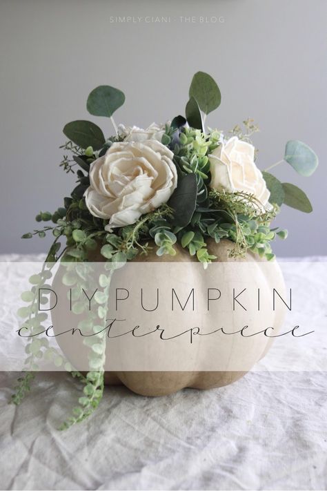 Floral Pumpkin Centerpiece Pumpkin With Flowers, Centerpiece Tutorial, Pumpkin Flowers, Pumpkin Centerpiece, Floral Pumpkin, Fall Thanksgiving Decor, Fall Deco, Pumpkin Centerpieces, Autumn Decorating