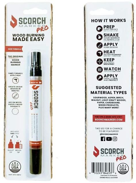 Scorch Marker Pro - Chemical Wood Burning Pen - for DIY Projects - 2 Tips Bullet tip and Foam Brush Chemical Wood Burning, Dremel Ideas, Scorch Marker, Stepping Stool, Wood Burning Pen, Wood Burning Tool, Woodburning Projects, Wood Burning Kits, Wood Burning Crafts