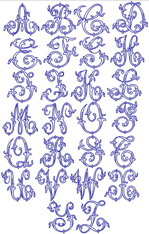 Art Nouveau Font Alphabet, Lettering &, Monogram Embroidery Designs, Art Nouveau Calligraphy, Art Nouveau Font Typography, Lettering Fonts Alphabet Calligraphy, Fonts Design Alphabet, Art Nouveau Lettering, Embroidery Typography