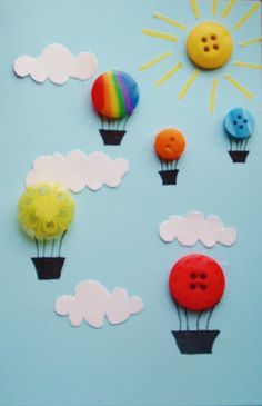 1000+ ideas about Button Crafts on Pinterest | Buttons, Button Art ... Card With Buttons, Button Decorations, Hot Air Balloons, Button Cards, Button Art, Birthday Cards Diy, Childrens Crafts, Air Balloons, Button Crafts