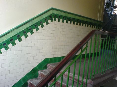 Tenement close, Glasgow. Tenement Flat, Gorgeous Tile, London Architecture, Modern Home Furniture, Home Improvement Store, Design Your Home, Love Your Home, Stairs Design, Home Improvement Projects