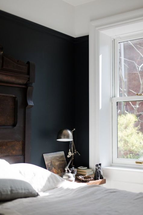 Who Needs an LBD When You Have These 15 Black Bedroom Ideas | Hunker Black Bedroom Ideas, Black Walls Bedroom, Black Accent Walls, Black Rooms, Dark Bedroom, Accent Wall Bedroom, Black Bedroom, Bedroom Black, Kids Room Design