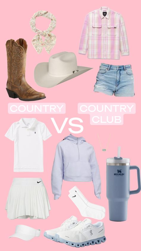 Country VS Country Club HOCO theme inspo!! #hoco #hocotheme #homecoming #countryvscountryclub #countryclub #cowgirl #stanley #lululemon #coastalcowgirl Country Spirit Week, Country Vs Country Club, Spirit Week, Adam Sandler, Country Club, Homecoming