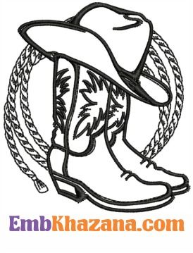 Cowboy Boots Hat Rope Embroidery File Design Pattern, Cowboy Boots Dst Jef Pes Exp Rope Embroidery, Internet Logo, Coffee Shop Logo, Flag Embroidery, Event Logo, File Design, Unicorn Design, Applique Embroidery Designs, Machine Embroidery Patterns