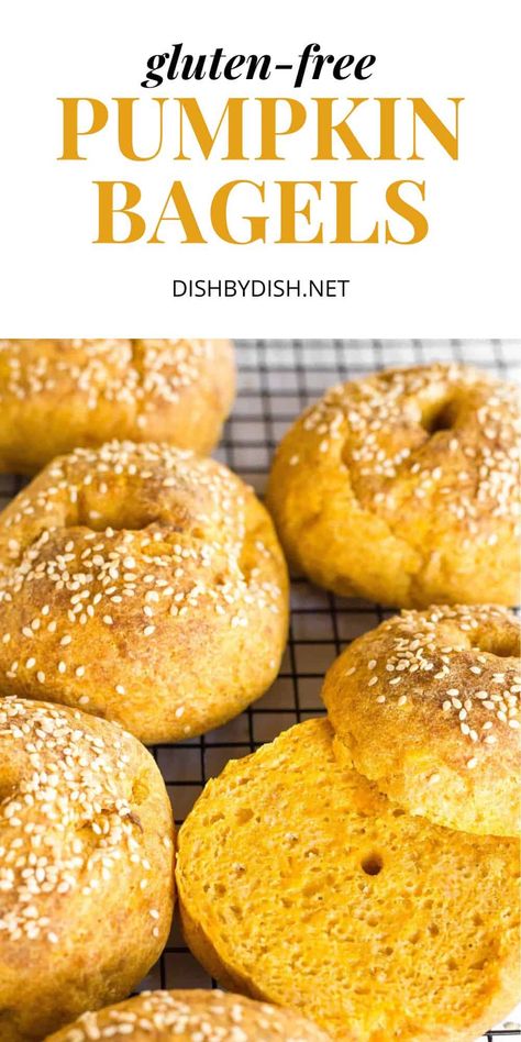 Gluten Free Bagel Recipe, Pumpkin Bagels, Gluten Free Bagels, Butternut Squash Puree, Homemade Pumpkin Puree, Bagel Sandwich, Bagel Recipe, How To Make Pumpkin, Gluten Free Pumpkin