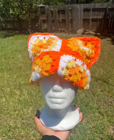 ⭐️Custom handmade crochet granny square cat ear beanie  ⭐️Adult Size Car Ear Beanie, Granny Square Cat, Cat Ear Beanie, Ear Beanie, Cat Eared Beanie, Crochet Granny Square, Custom Crochet, Cat Ear, Block Style