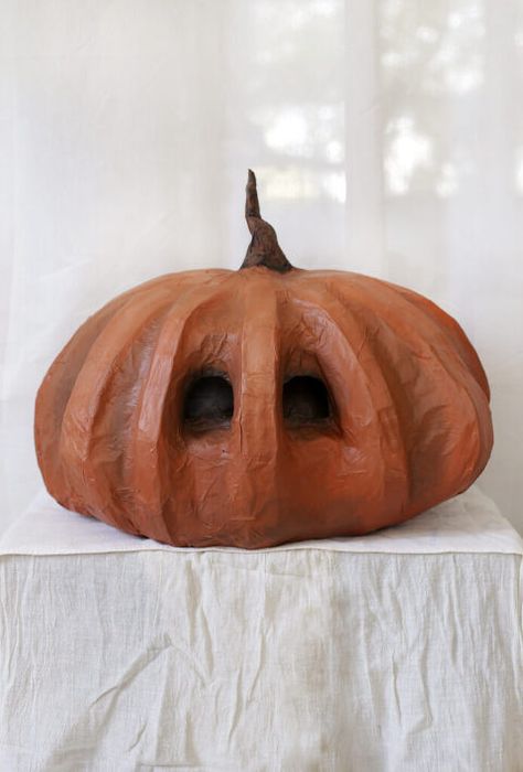 Learn how to make your own vintage inspired paper mache pumpkin mask. #halloween #costume Vintage Pumpkin Costume, Pumpkin Mask Halloween, Mask Halloween Costume, Paper Mache Pumpkins, Pumpkin Mask, Vintage Pumpkin, Pumpkin Costume, Mask Halloween, Halloween 2