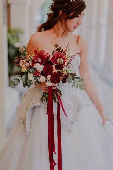 Marsala Wedding, Red Wedding Flowers, Maroon Wedding, Bridal Bouquet Flowers, Indian Fusion Wedding, Engagement Decorations, Fusion Wedding, Same Day Flower Delivery, Botanical Wedding