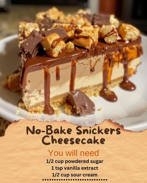 Flavor Tasty Recipes | 🍰🍫No-Bake Snickers Cheesecake | Facebook