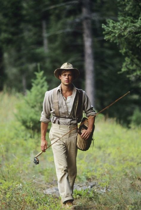 Still of Brad Pitt in A River Runs Through It (1992) Fishing Outfit Men, A River Runs Through It, Septième Art, Run Through, Mens Attire, Robert Redford, Actrices Hollywood, Gone Fishing, Fishing Outfits