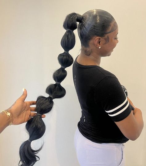 Mermaid Braid Ponytail Black Hair, Sleek Bubble Ponytail Black Women, Black Braid Pigtails, Black Pig Tails Wig, Bubble Ponytail, Quick Natural Hair Styles, Braided Ponytail, Ponytail Hairstyles, Black Women Hairstyles