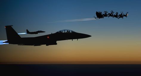 Norad and the Air Force units of the United States and Canada will track and assist Santa Claus during his voyage. (USAF) Santa Tracker, Us Military Aircraft, Military Jets, Evening Sky, St Nicholas, Military Aircraft, Christmas Eve, Air Force, Aircraft