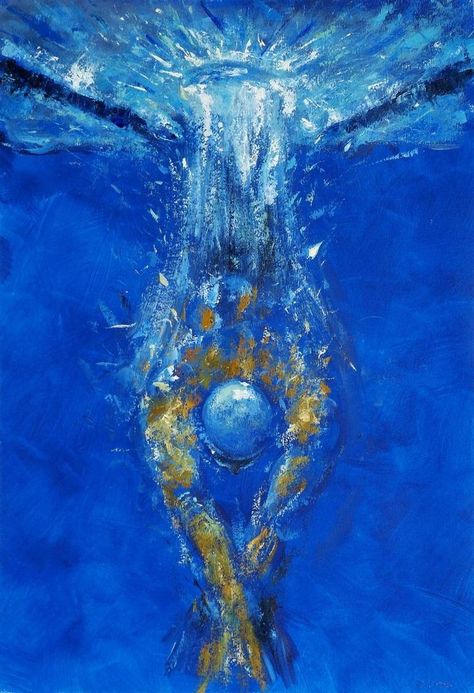 Swim Painting, Sport Painting, Swimming Pool Art, Pool Paint, Sports Painting, Figurative Kunst, Pool Art, Painting Water, Underwater Art