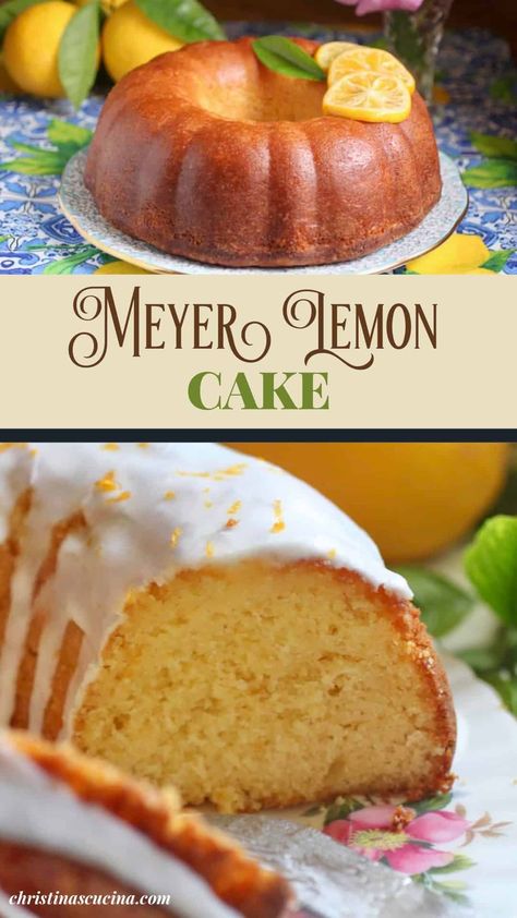 Whole Meyer lemon cake is a crowd-pleaser. From young to old, everyone loves the sweet/tart flavor and moist crumb! You'll love its ease! Meyer Lemon Pound Cake, Easy Icing Recipe, Citrus Grove, Lemon Bundt Cake, Bake Cake, Dessert Simple, Cakes Recipes, Pound Cakes, Lemon Pound Cake