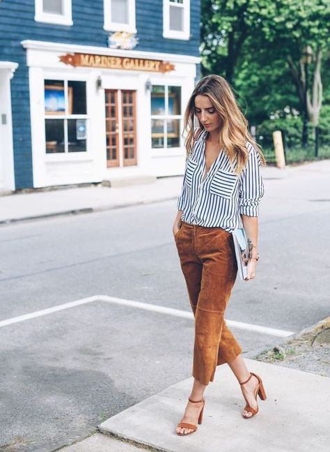 Spring Attire, Suede Outfit, Spring Work Outfits, Suede Pants, Stylish Summer Outfits, Stylish Work Outfits, Spring Outfits Women, Work Attire, Casual Summer Outfits