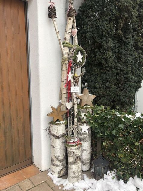 22 DIY Home Decoration Ideas with Birch Logs - 144 Birch Tree Decor Christmas, Birch Bark Decor, Birch Log Candle Holder, Pinterest Christmas Crafts, Log Decor, Birch Tree Decor, Birch Craft, Log Candles, Birch Logs