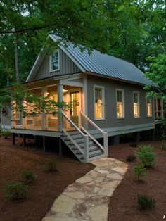 Cottage Tiny House Plans Small Cottages, Small House In The Woods, Small Cottage Designs, Tiny House Towns, Small Cottage Homes, Rustic Exterior, Small Cottages, A Small House, Best Tiny House