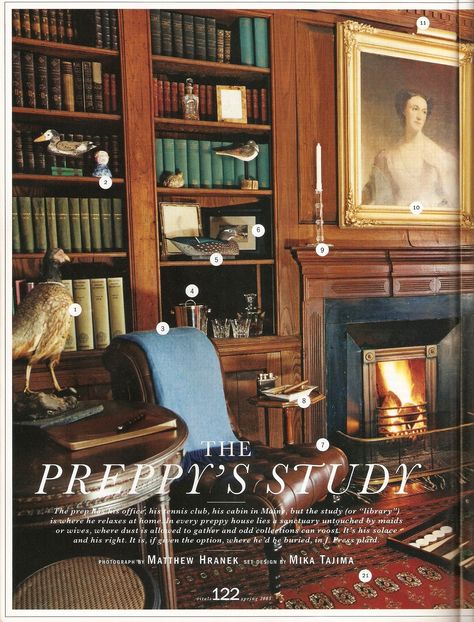 Alex Grant: Archives: The Vitals Preppy Guidebook Preppy Library, Preppy Study, Cozy Libraries, Gentleman's Study, Alex Grant, New England Decor, New York Yacht Club, Gentlemans Study, Preppy Home